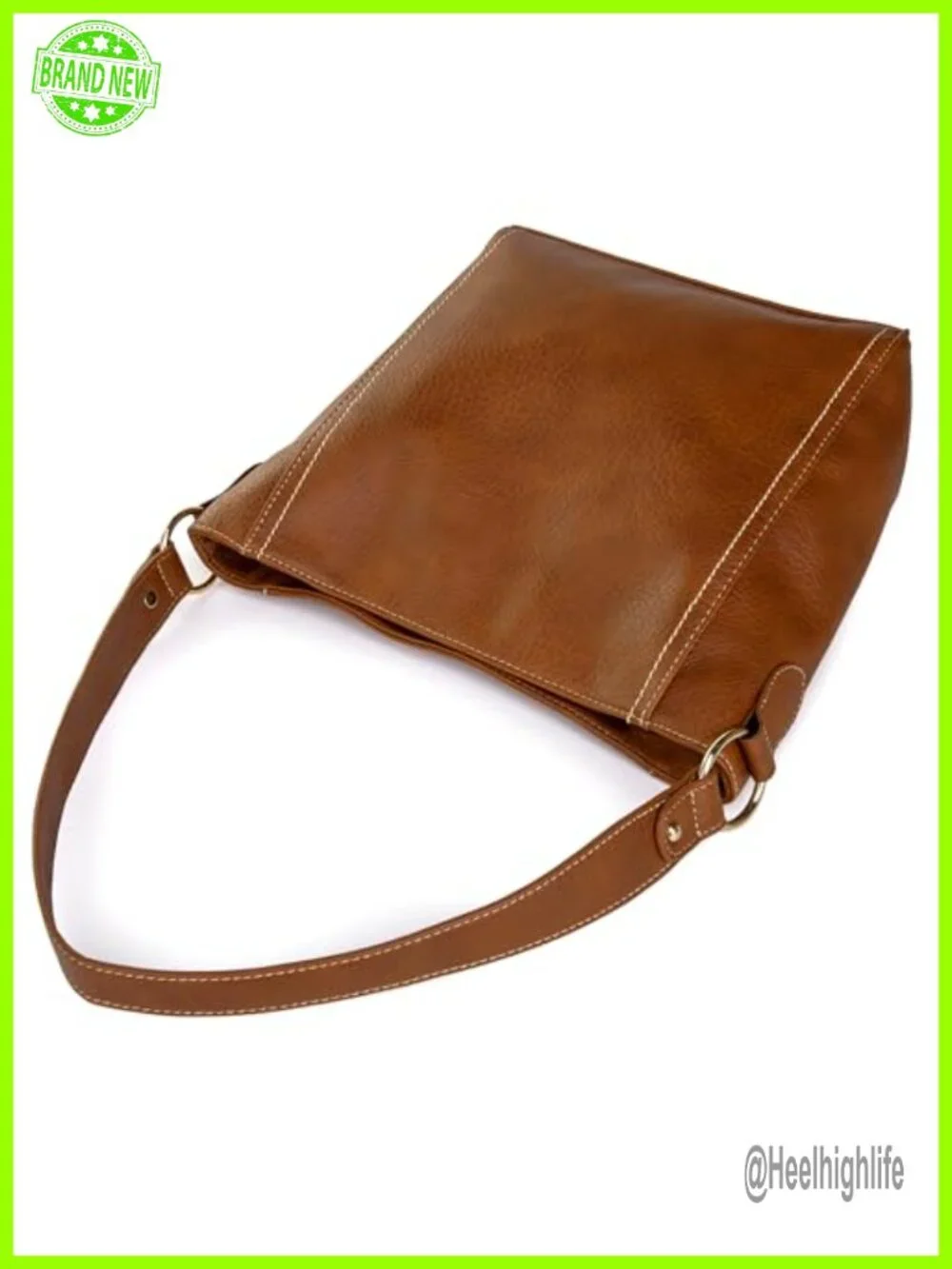 Vegan Leather Hobo Shoulder Bag with Zipper Closure